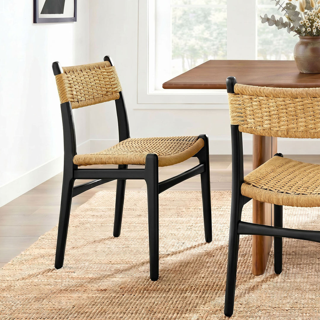 Wynn Rope and Wood Dining Side Chair in Black Natural