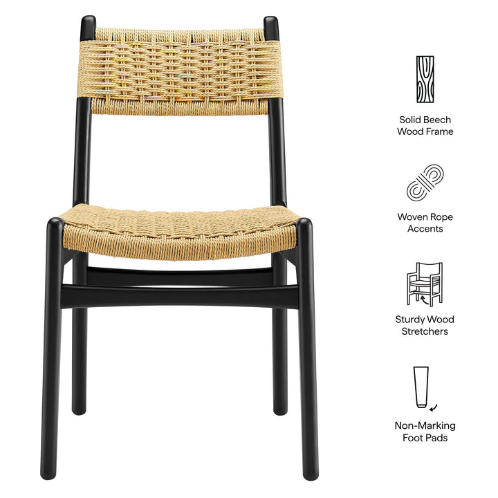 Wynn Rope and Wood Dining Side Chair in Black Natural