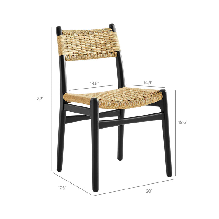Wynn Rope and Wood Dining Side Chair in Black Natural