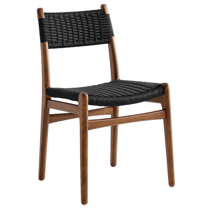 Wynn Rope and Wood Dining Side Chair in Walnut Black