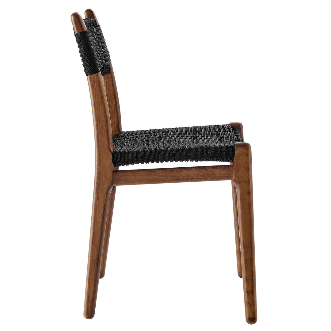 Wynn Rope and Wood Dining Side Chair in Walnut Black