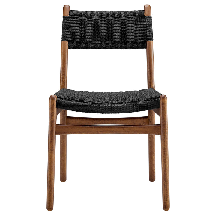 Wynn Rope and Wood Dining Side Chair in Walnut Black