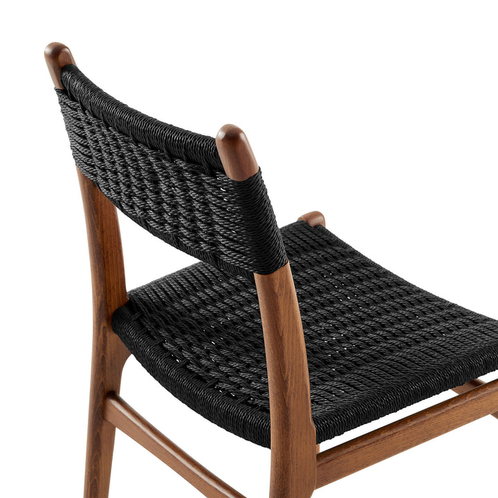 Wynn Rope and Wood Dining Side Chair in Walnut Black