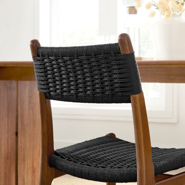 Wynn Rope and Wood Dining Side Chair in Walnut Black