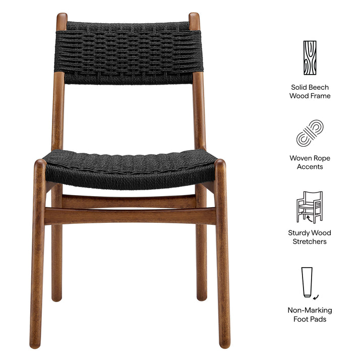 Wynn Rope and Wood Dining Side Chair in Walnut Black