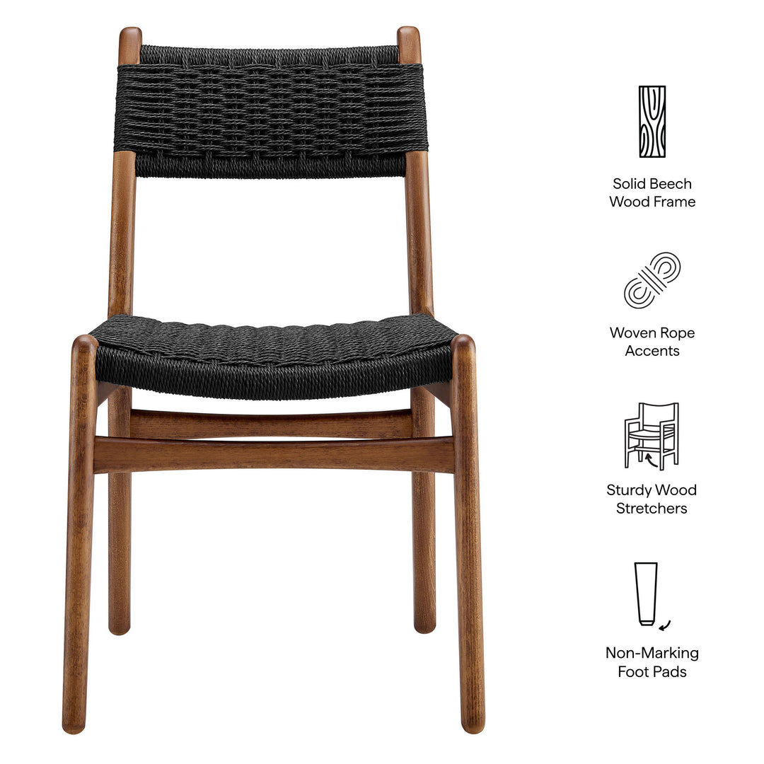 Wynn Rope and Wood Dining Side Chair in Walnut Black
