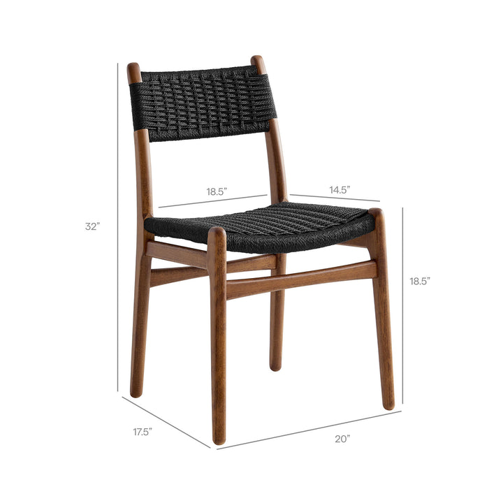 Wynn Rope and Wood Dining Side Chair in Walnut Black