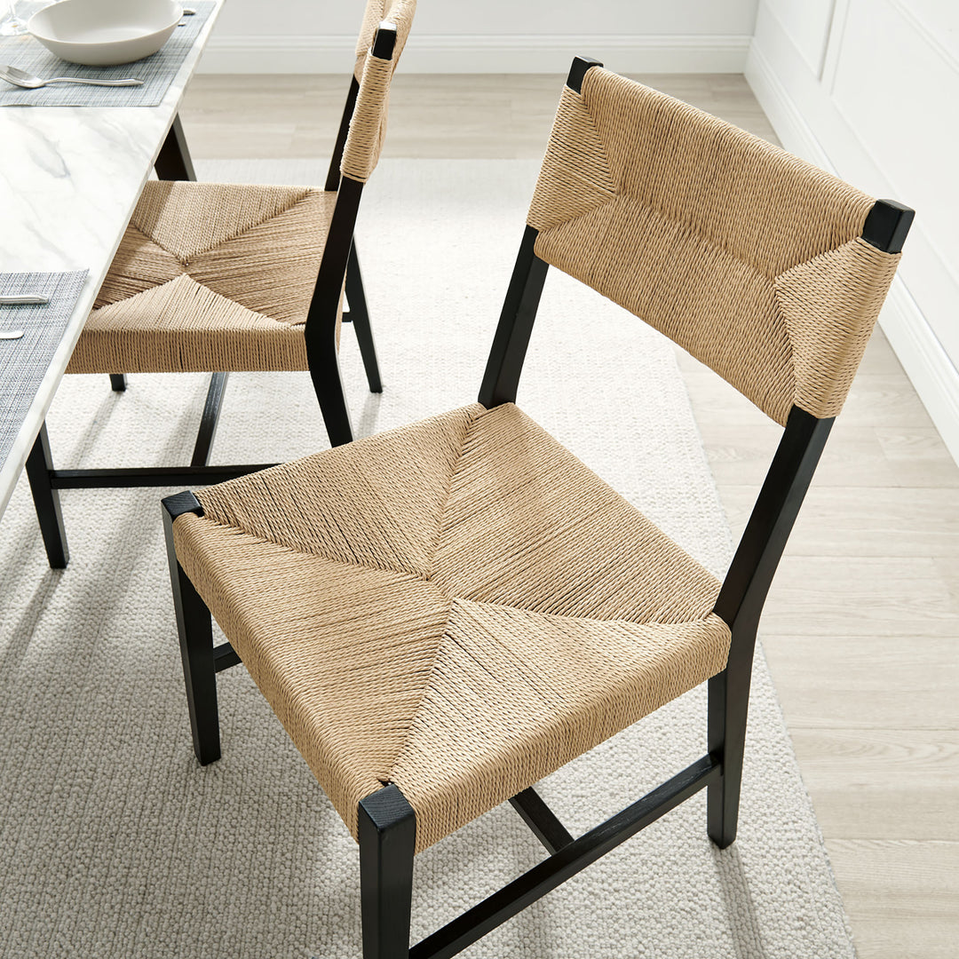 Bodie Wood Dining Chair Set of 2 in Black Natural