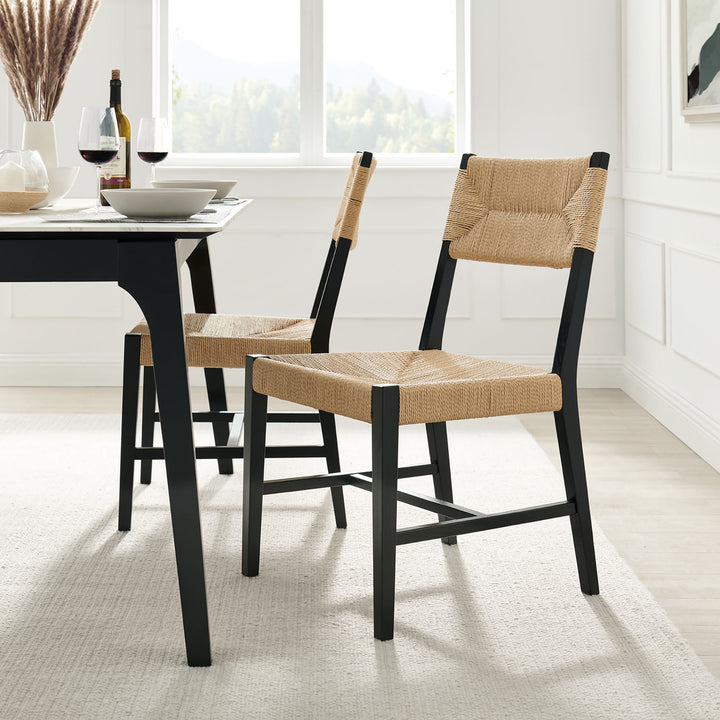 Bodie Wood Dining Chair Set of 2 in Black Natural