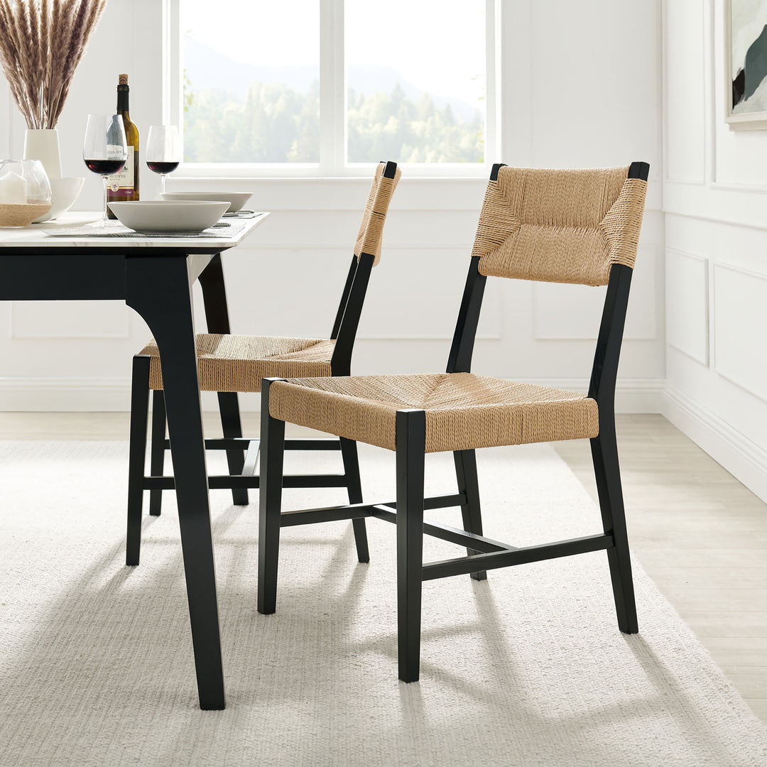 Bodie Wood Dining Chair Set of 2 in Black Natural