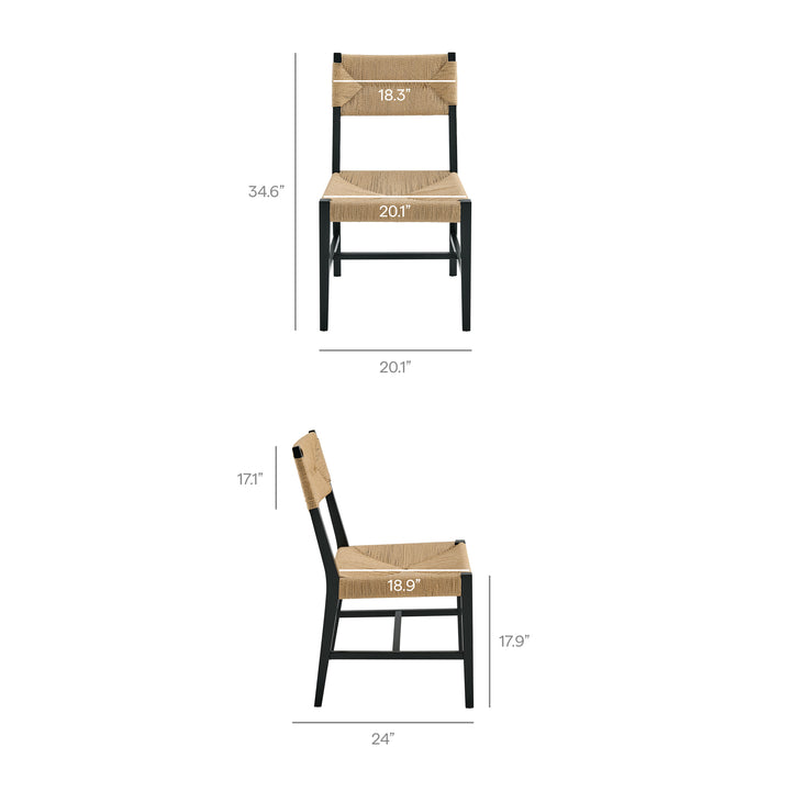 Bodie Wood Dining Chair Set of 2 in Black Natural