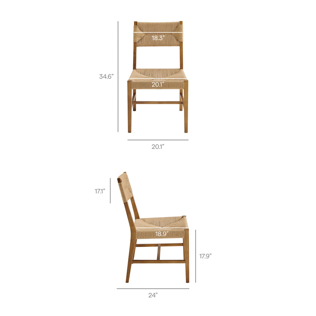 Bodie Wood Dining Chair Set of 2 in Natural Natural