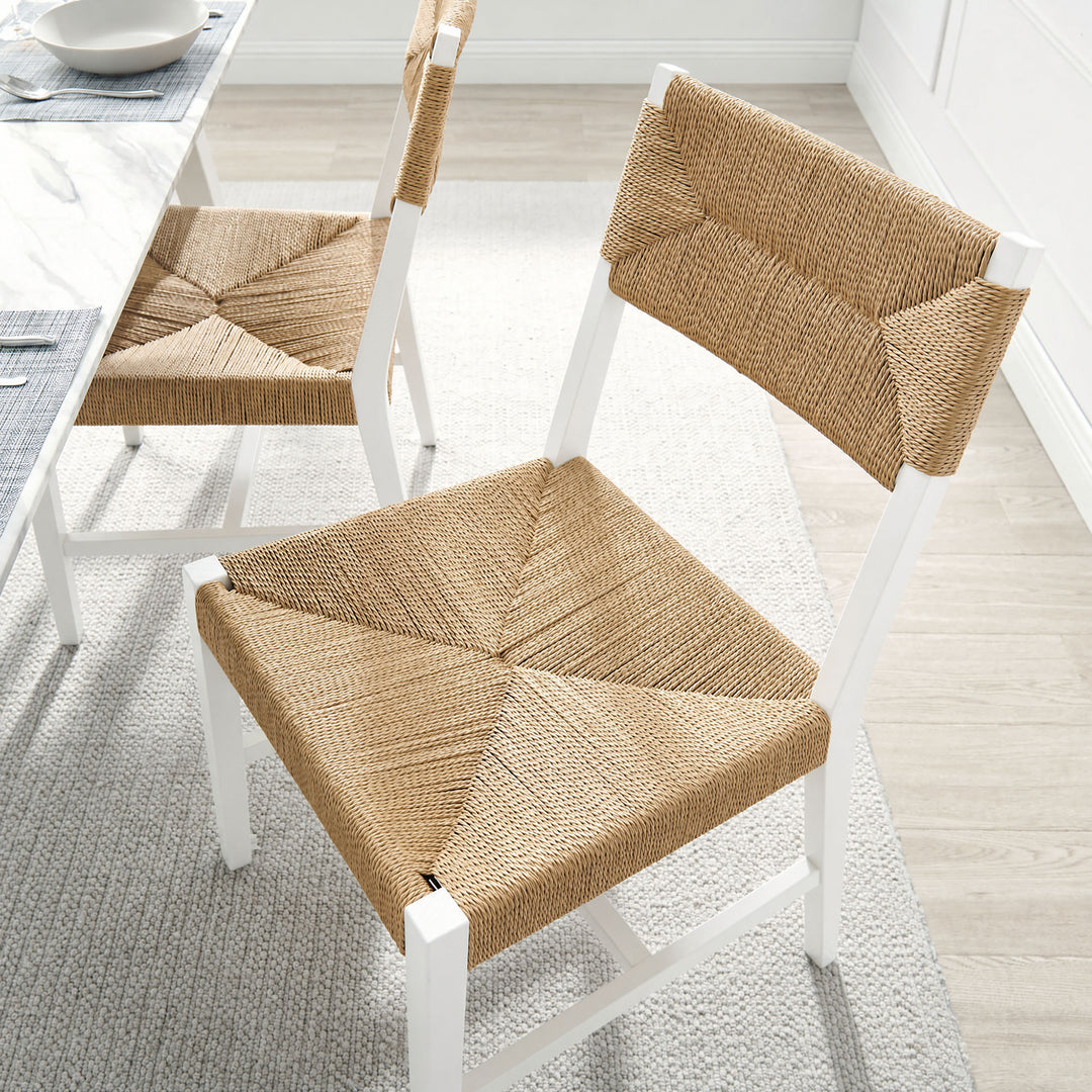 Bodie Wood Dining Chair Set of 2 in White Natural