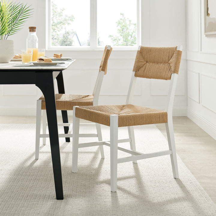 Bodie Wood Dining Chair Set of 2 in White Natural