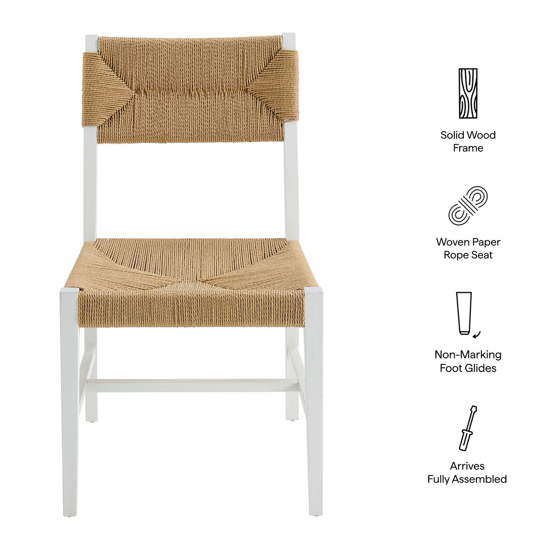 Bodie Wood Dining Chair Set of 2 in White Natural
