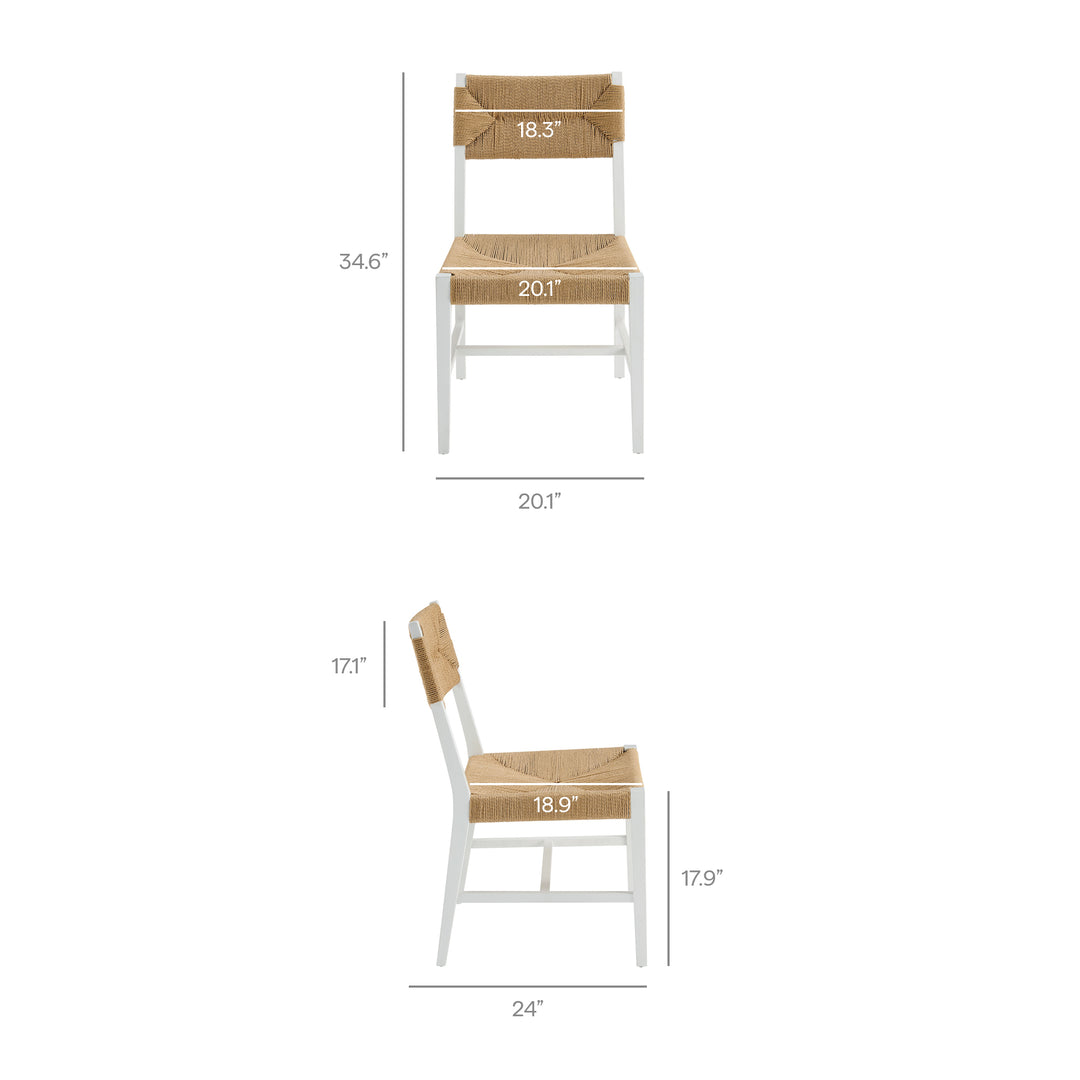 Bodie Wood Dining Chair Set of 2 in White Natural