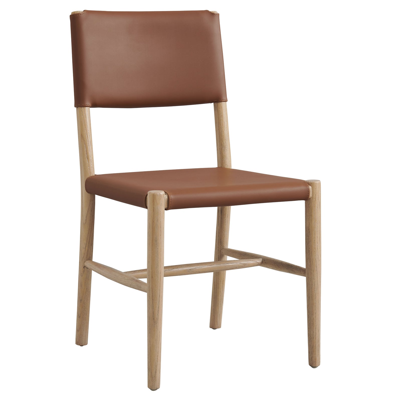 Dover Wood Vegan Leather Dining Side Chair in Natural