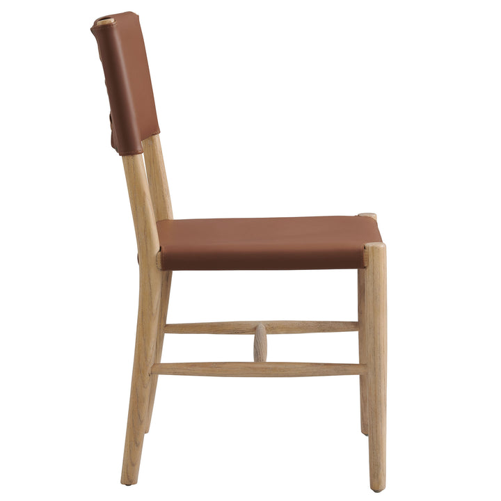 Dover Wood Vegan Leather Dining Side Chair in Natural