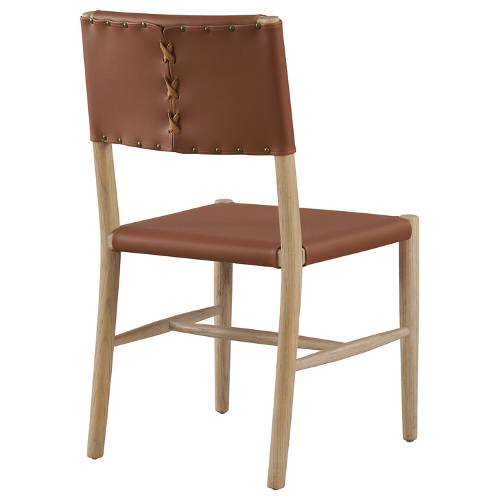Dover Wood Vegan Leather Dining Side Chair in Natural