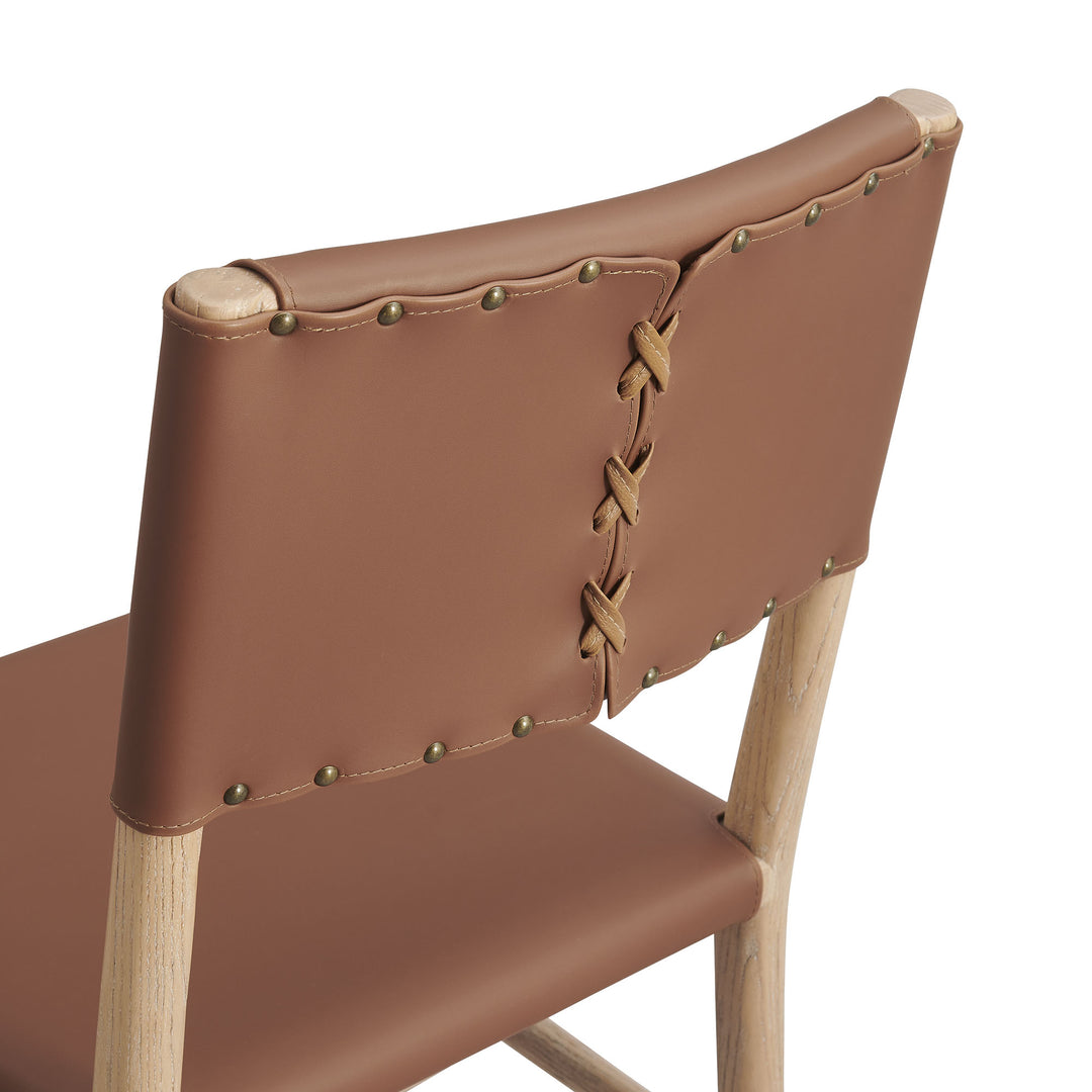 Dover Wood Vegan Leather Dining Side Chair in Natural