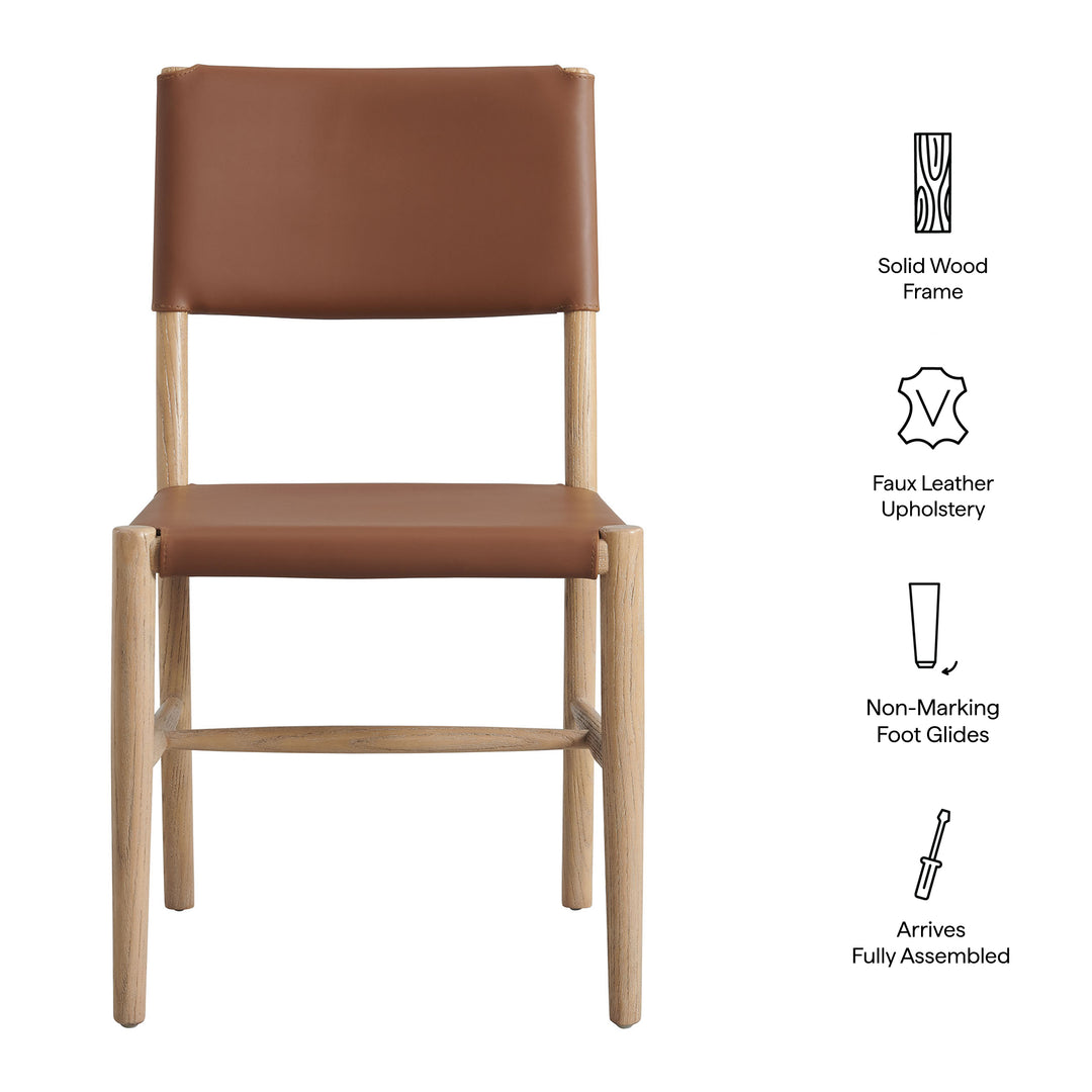 Dover Wood Vegan Leather Dining Side Chair in Natural