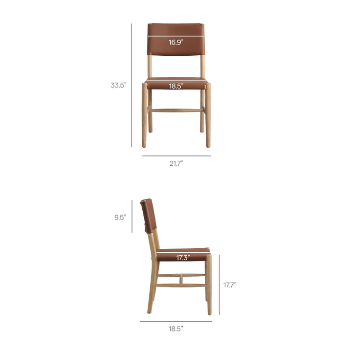 Dover Wood Vegan Leather Dining Side Chair in Natural