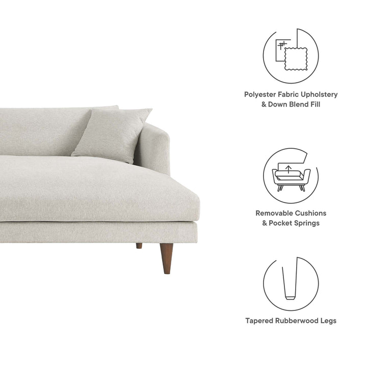 Zoya Right-Facing Down Filled Overstuffed Sectional Sofa in Heathered Weave Ivory