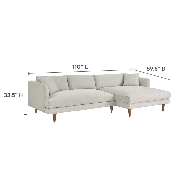 Zoya Right-Facing Down Filled Overstuffed Sectional Sofa in Heathered Weave Ivory