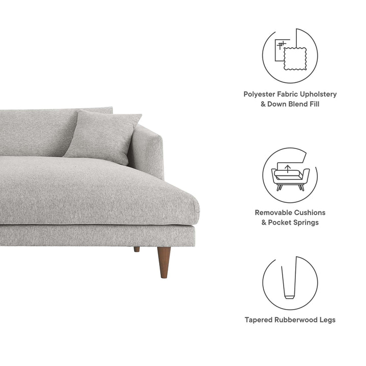 Zoya Right-Facing Down Filled Overstuffed Sectional Sofa in Heathered Weave Light Gray
