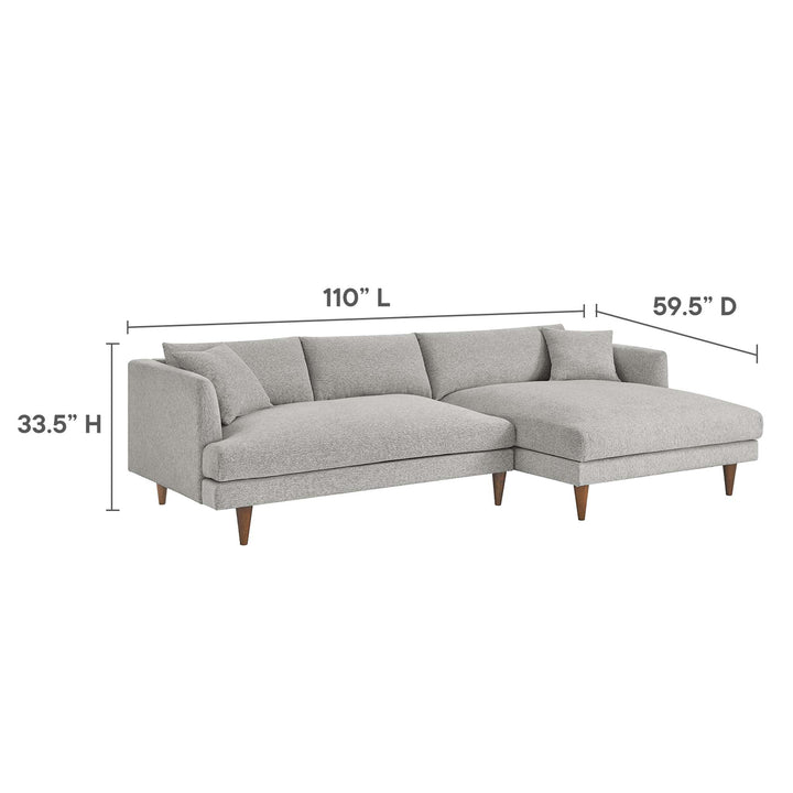 Zoya Right-Facing Down Filled Overstuffed Sectional Sofa in Heathered Weave Light Gray