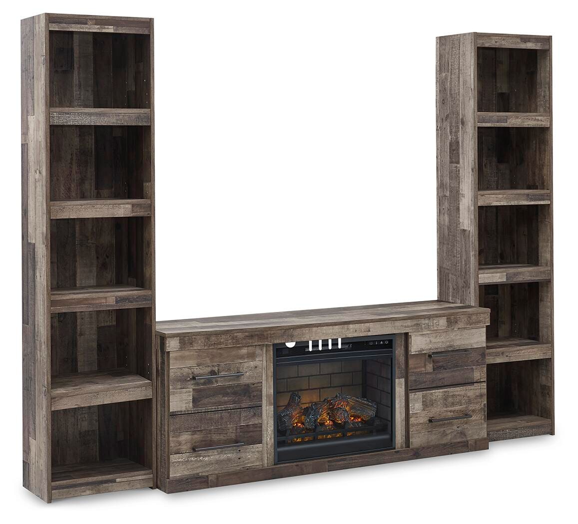 Derekson 3-Piece Entertainment Center with Electric Fireplace - Dark Gray (1)