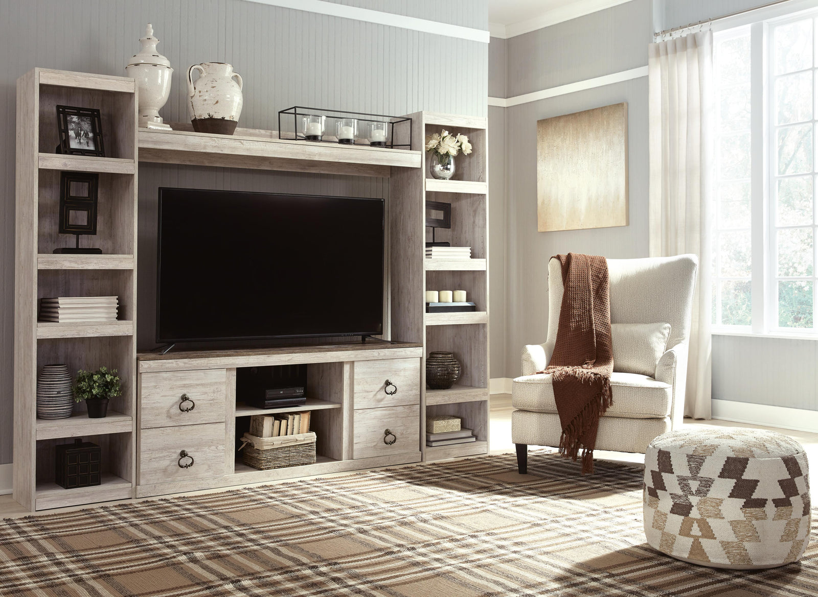 Willowton 4-Piece Entertainment Center - Beige (2)