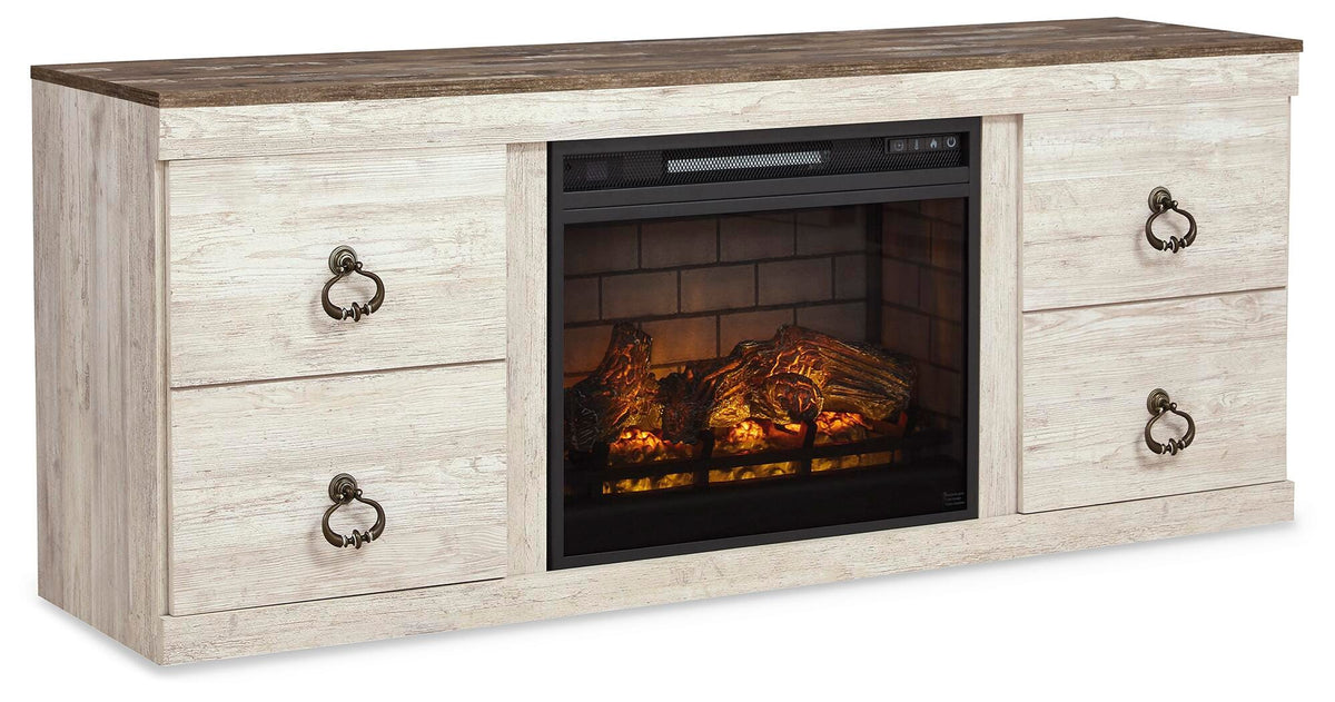 Willowton 4-Piece Entertainment Center with Electric Fireplace - Whitewash (2)