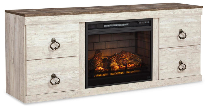 Willowton 4-Piece Entertainment Center with Electric Fireplace - Whitewash (2)