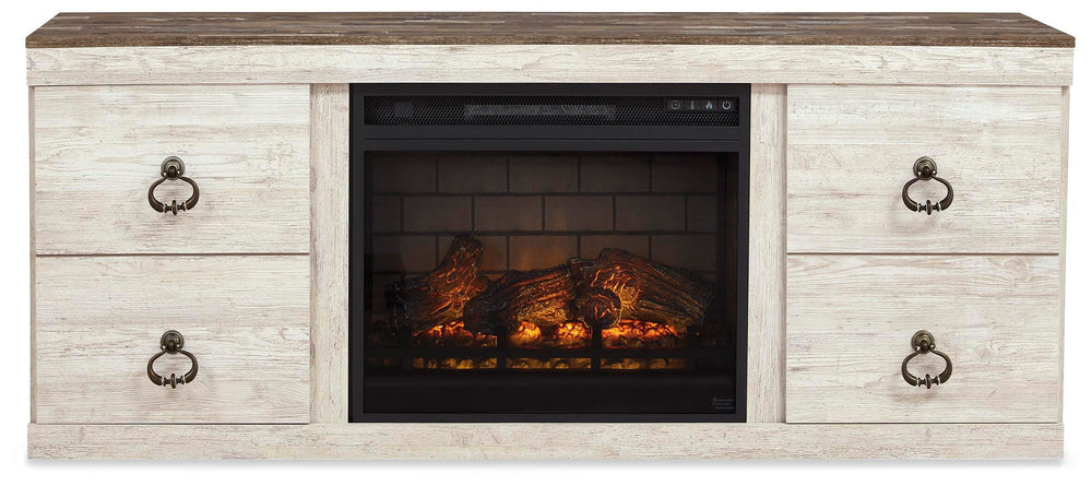 Willowton 4-Piece Entertainment Center with Electric Fireplace - Whitewash (3)