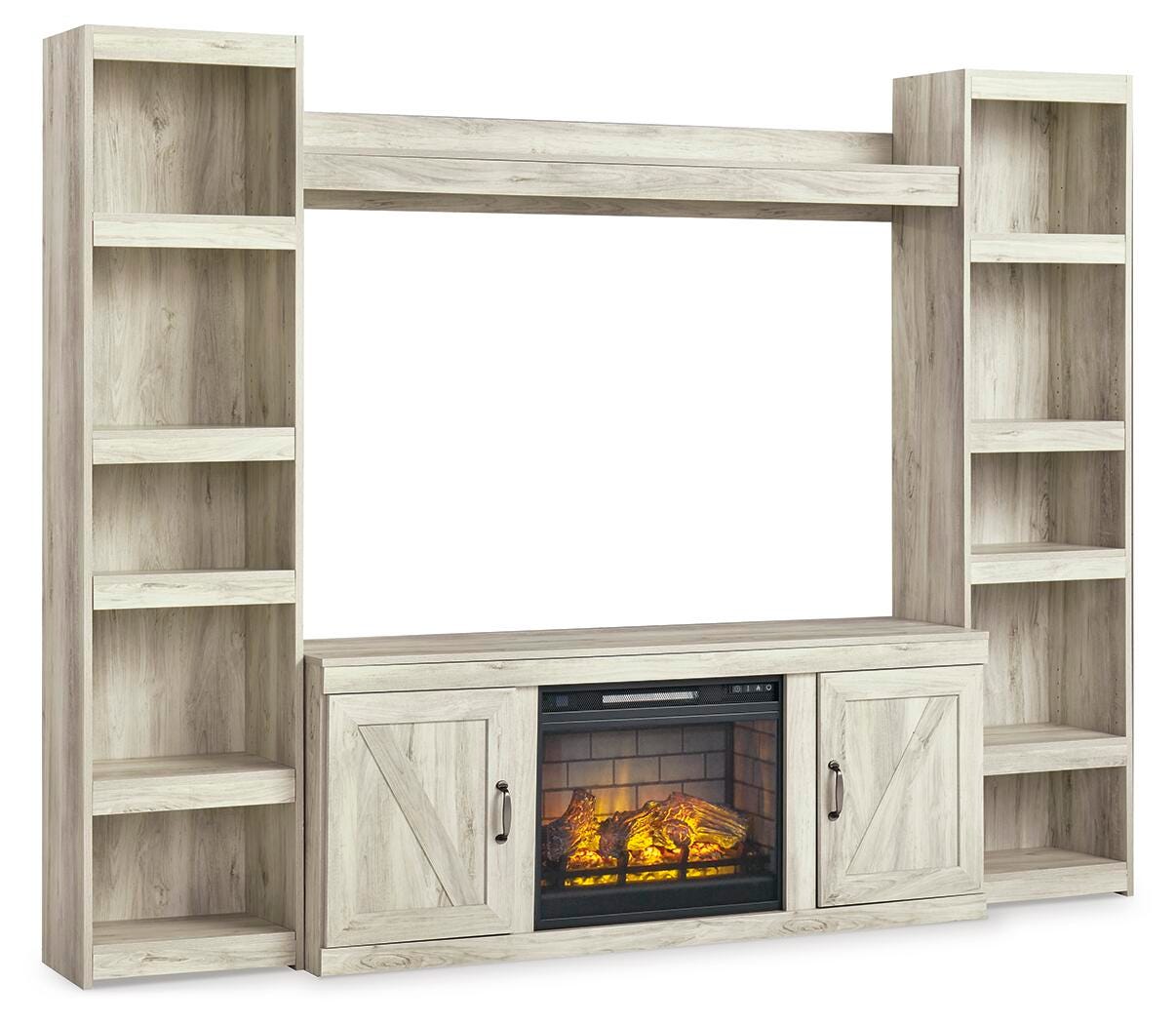 Bellaby 4-Piece Entertainment Center with Electric Fireplace - Beige (2)
