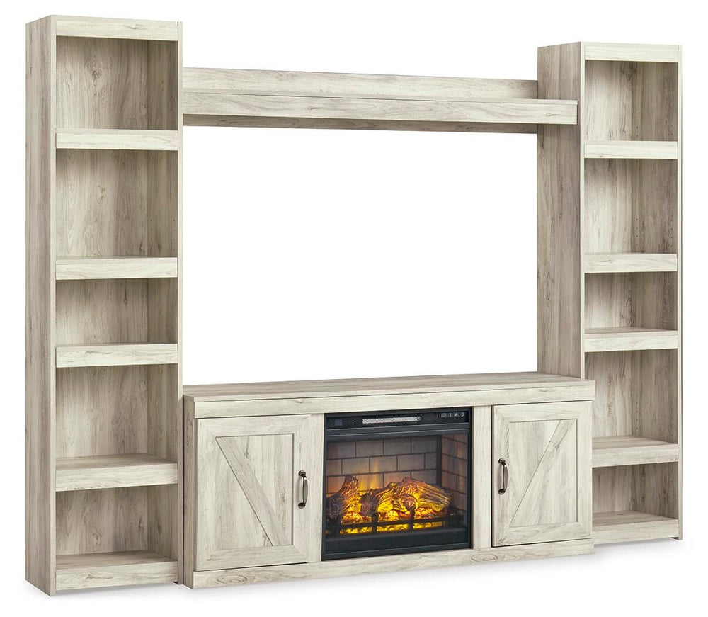 Bellaby 4-Piece Entertainment Center with Electric Fireplace - Beige (2)