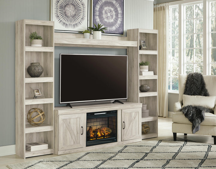 Bellaby 4-Piece Entertainment Center with Electric Fireplace - Beige (1)