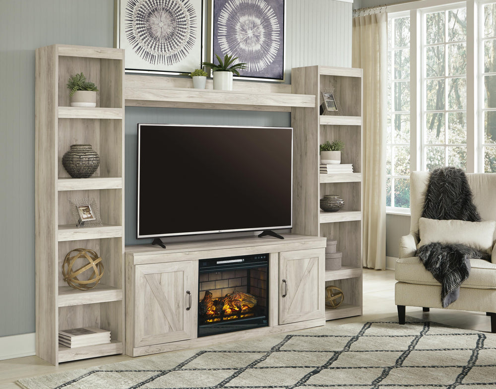 Bellaby 4-Piece Entertainment Center with Electric Fireplace - Beige (1)