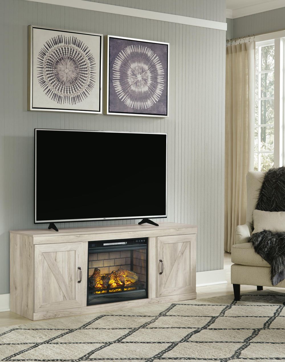 Bellaby 4-Piece Entertainment Center with Electric Fireplace - Beige (13)