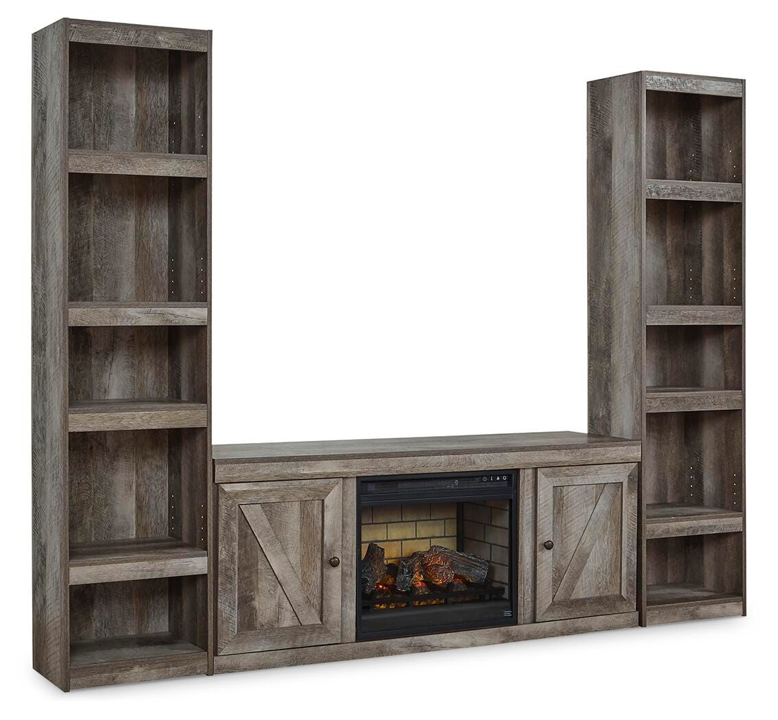 Wynnlow 3-Piece Entertainment Center with Electric Fireplace - Gray (1)