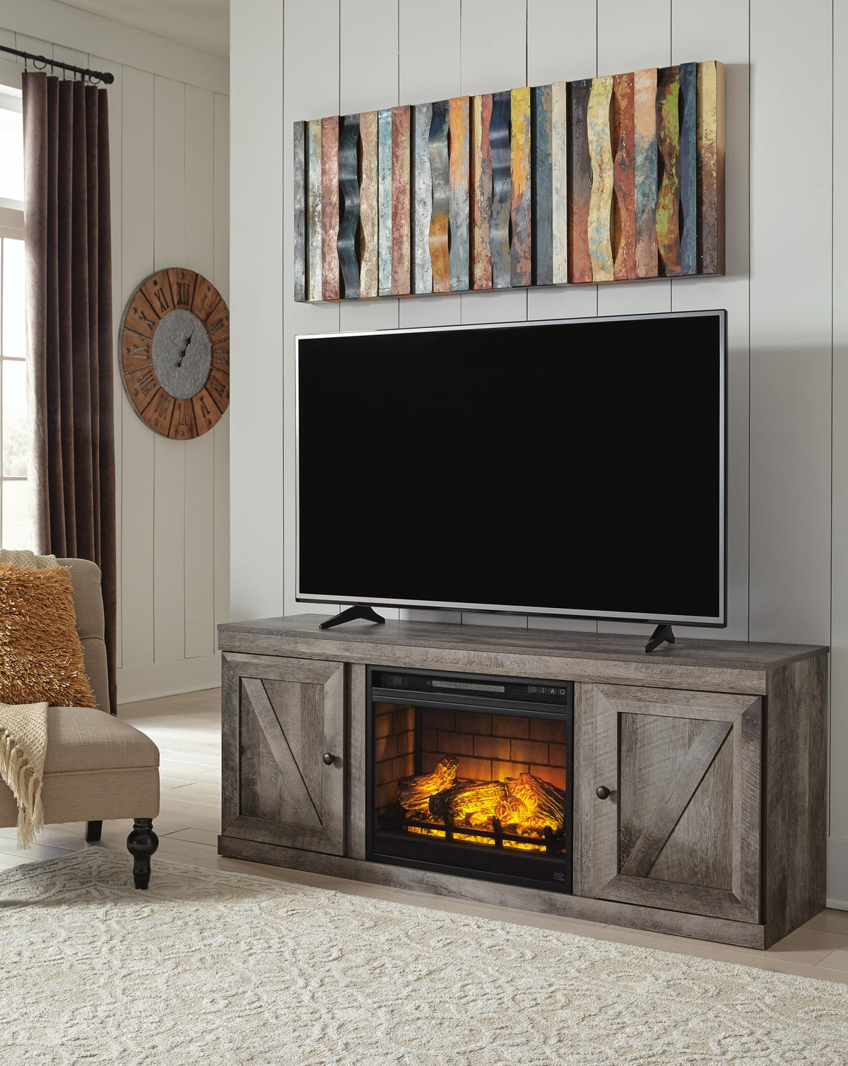 Wynnlow TV Stand with Electric Fireplace - Gray (1)