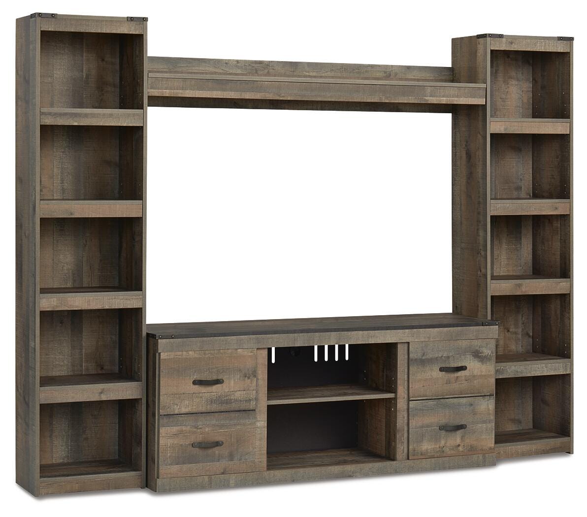 Trinell 4-Piece Entertainment Center - Dark Brown (1)
