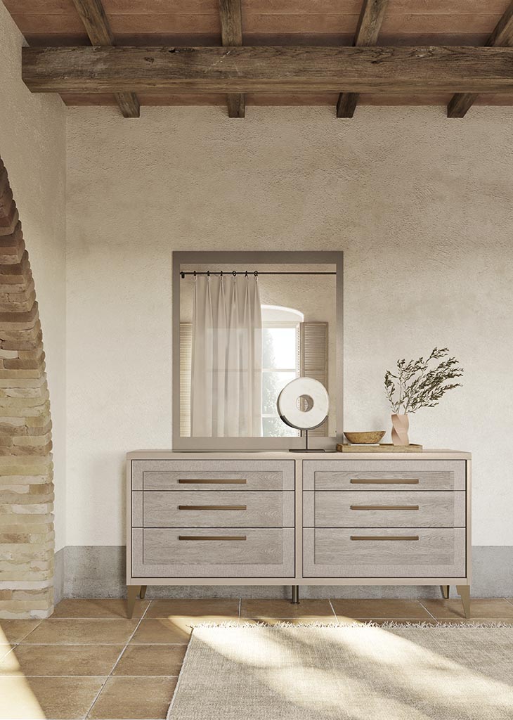 ALF Italia Ellen tall chest in beige and whitened oak