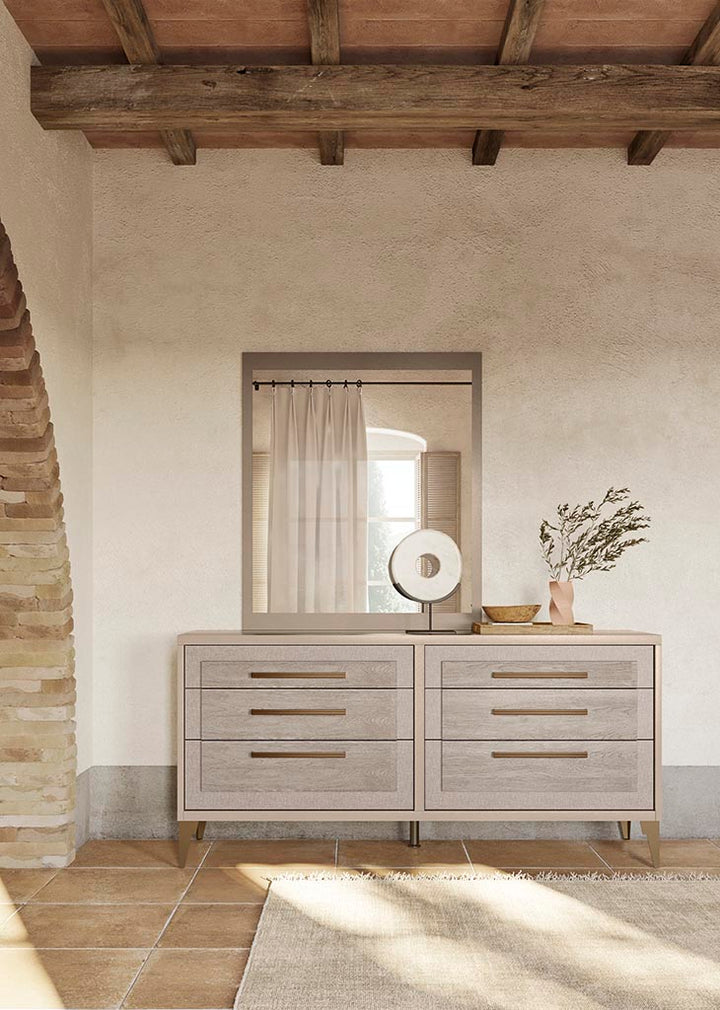 ALF Italia Ellen tall chest in beige and whitened oak