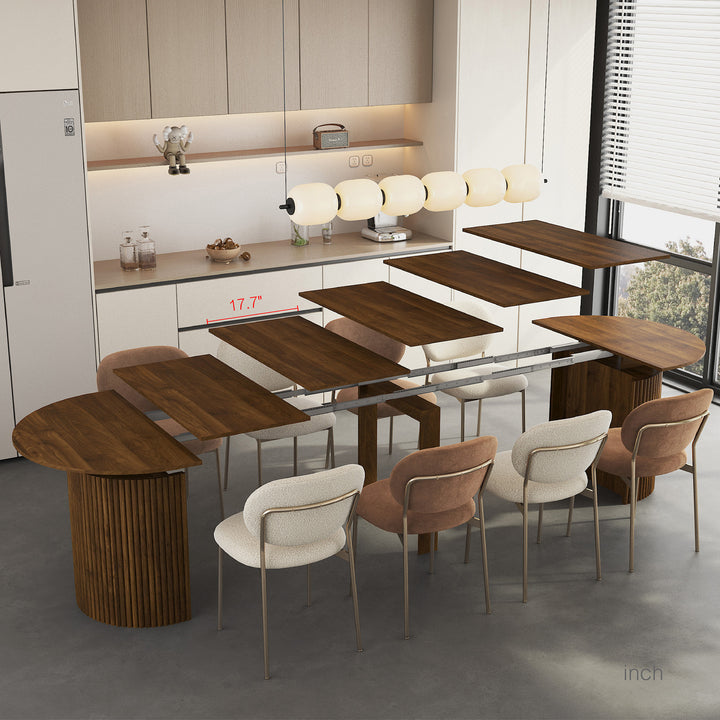Extendable Foldable Wood Dining Table, Rectangle, Seats Up to 10