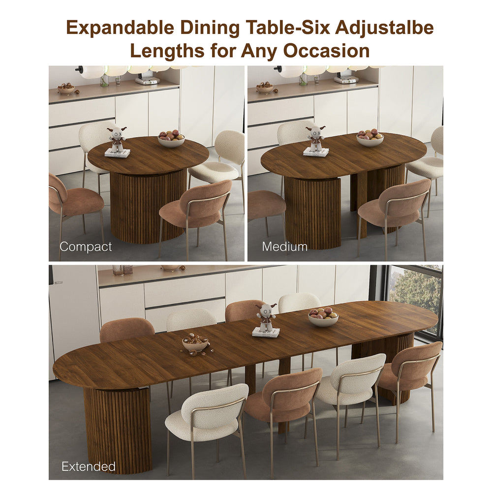 Extendable Foldable Wood Dining Table, Rectangle, Seats Up to 10