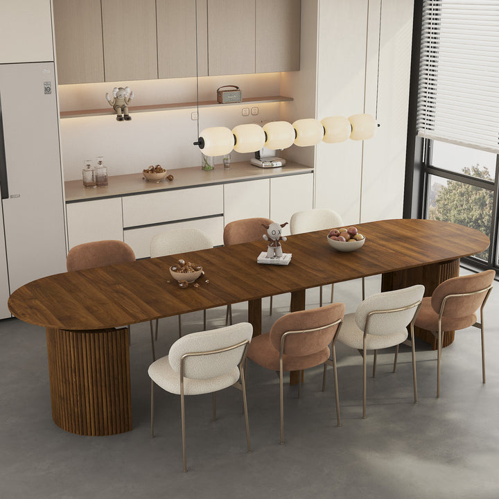 Extendable Foldable Wood Dining Table, Rectangle, Seats Up to 10