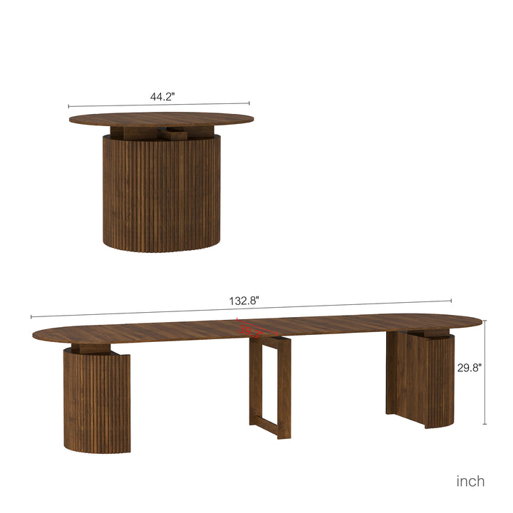 Extendable Foldable Wood Dining Table, Rectangle, Seats Up to 10
