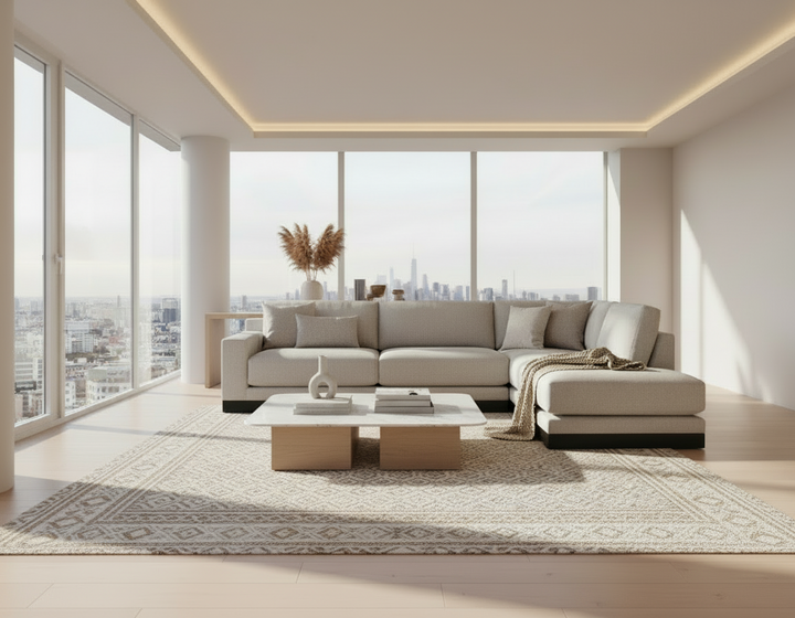 Custom Sectional Flores Design Boston Sectional with Right Arm Facing Chaise Lifestyle